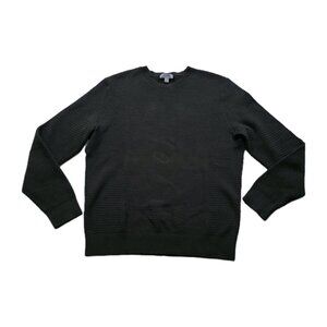 COS Sweater Mens M Dark Green LS Textured Knit Cotton Crewneck Grunge Minimalist